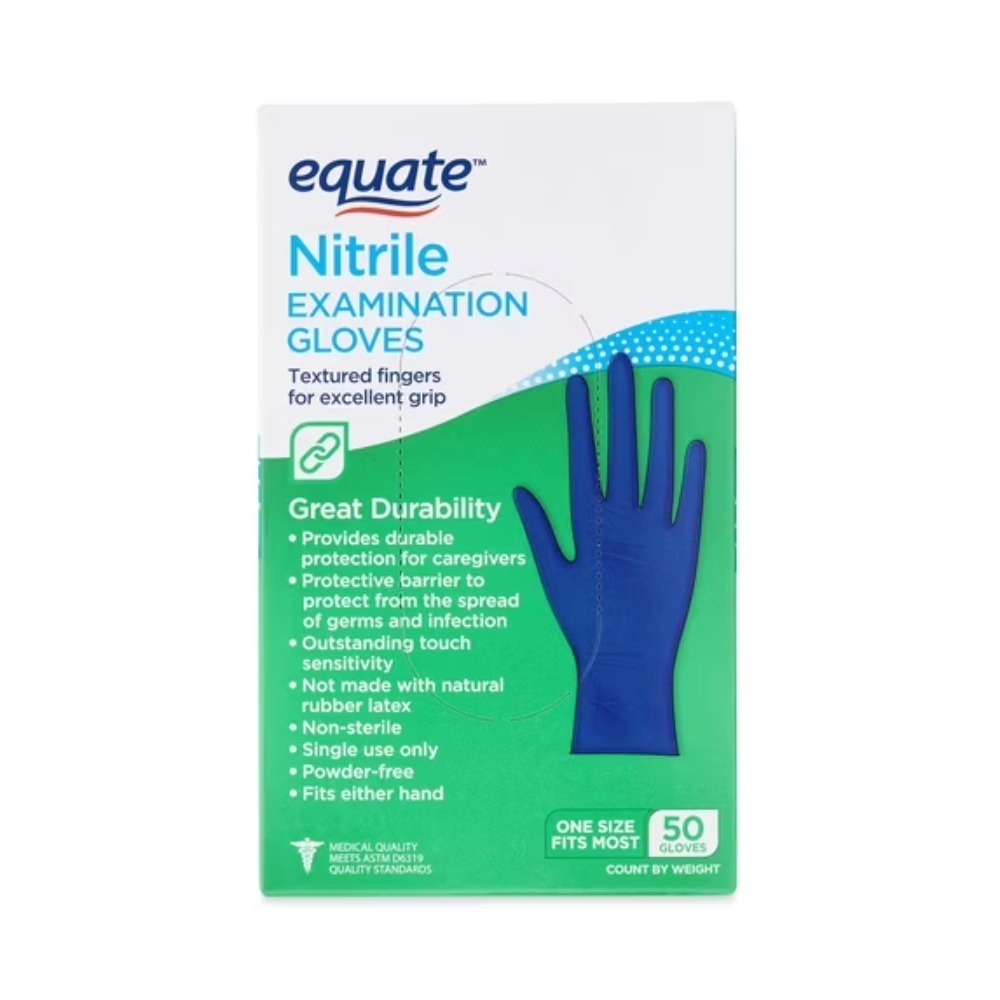 Exam Glove Nitrile - Equate Nitril-Untersuchungshandschuhe, Einheitsgröße, 50 Stück